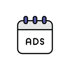 Ads Shedule icon design with white background stock illustration