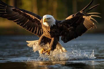 Bald Eagle Haliaeetus leucocephalus, A bald eagle fishing, AI Generated