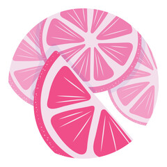 Round pink lemon flat icon for design
