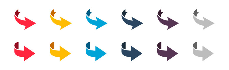Arrow icon. Arrows icon collection. Colored arrow rotation symbols. Arrows set icons