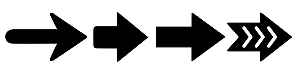 Arrow icon. Set of black arrows on white background. Vector illustration