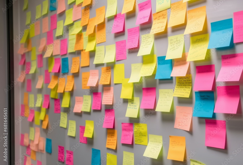 Poster sticky notes board. business frame note memo list. generate ai