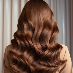 Fototapeta premium A close-up of lustrous, cascading curls colored to perfection showcases the beautifying effects of hair styling.