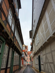 Gasse mit schönen historischen Fachwerkhäusern in Celle