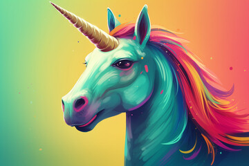 Unicorn on a background of the sea. Vector illustration.
