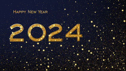 New Year 2024 background with gold sparkles