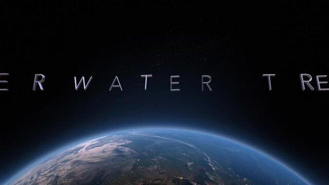 Underwater tremor 3D title animation on the planet Earth background
