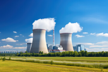 Industrial nuclear power plant with cooling towers