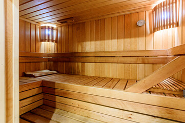 Fototapeta na wymiar interior apartment room wooden bath, sauna steam