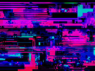Pink, blue and black glitch/ technology background