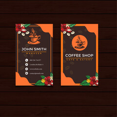 ID Card coffee shop design template editable text. Editable text Name Card design. Vector illustration