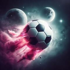soccer ball flies in the space professional photo