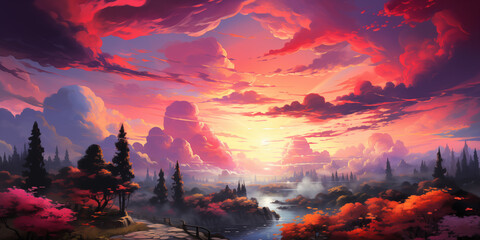 sunset in the mountains