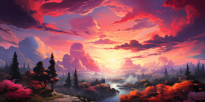 sunset in the mountains