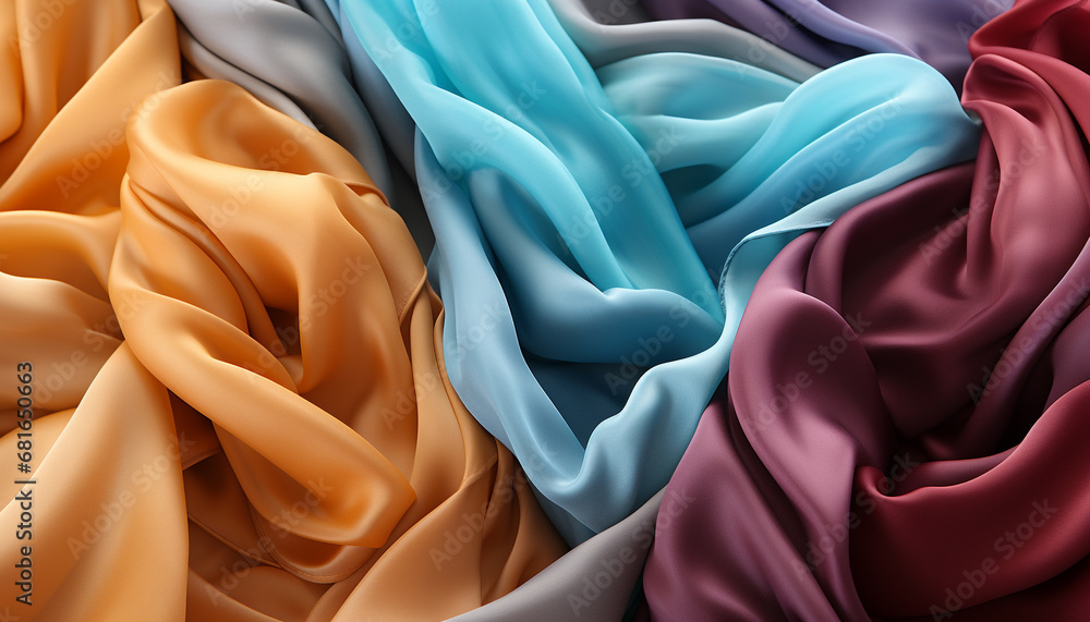 Poster abstract silk wave pattern in vibrant colors, elegant and soft generated by ai