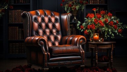 Comfortable armchair in elegant living room with old fashioned decor generated by AI
