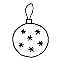 Toy for Christmas tree decorations. Vector illustration in doodle style isolated on white background