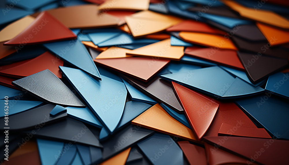 Poster abstract geometric shapes in vibrant colors create a modern backdrop generated by ai