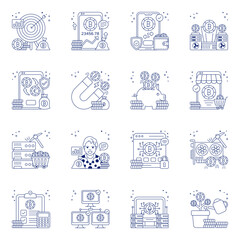 Fototapeta premium Set of Bitcoin Linear Icons