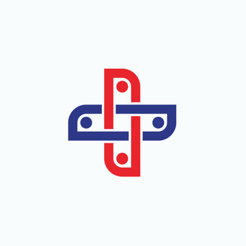Cross heart medical logo icon design template elements.