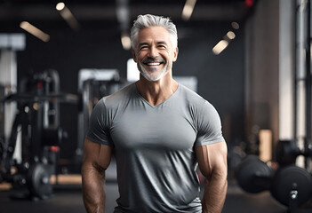 happy old man in minimal style