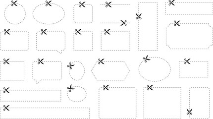 Scissors and coupon, Gift Coupon template. Voucher promo code. Shopping, food and drink cut template and dashed line. Vector illustration.