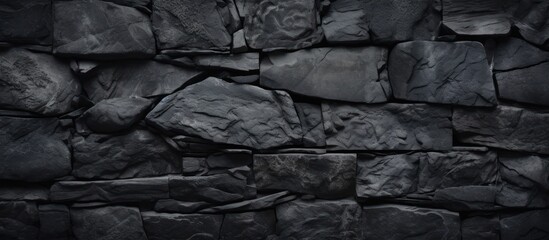 Exterior black Stonewall grunge texture for natural background. AI generated image