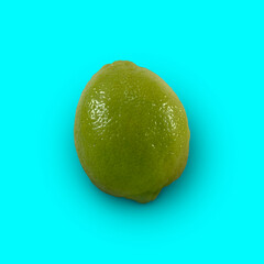 Lemon on sky blue background