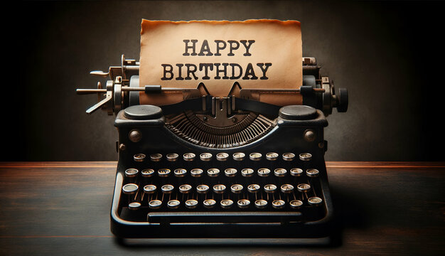 Vintage Typewriter with Happy Birthday Message