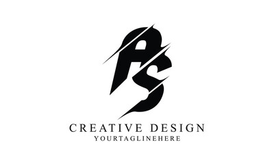 AS black swoosh minimal creative modern brand logo design.