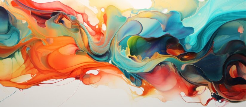 Abstract colorful liquid or oil painting wallpaper background. AI generated image