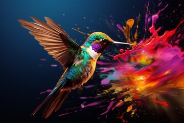 A Colorful Hummingbird in Graceful Flight
