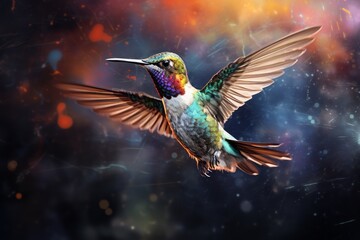 Obraz premium A Colorful Hummingbird in a Graceful Flight of Vibrant Feathers