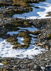Ground with snow and rocks, martial glacier, ushuaia, argentina