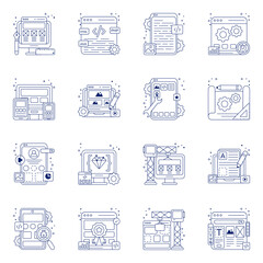 Pack of Web Coding line Icons 

