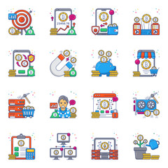 Set of Bitcoin Flat Icons

