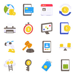 Pack of Business and Finance Flat Icons 

