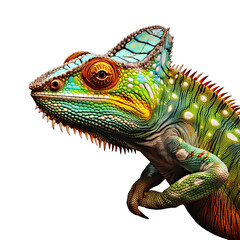 Fototapeta premium Chameleon reptile head shot isolated on transparent background