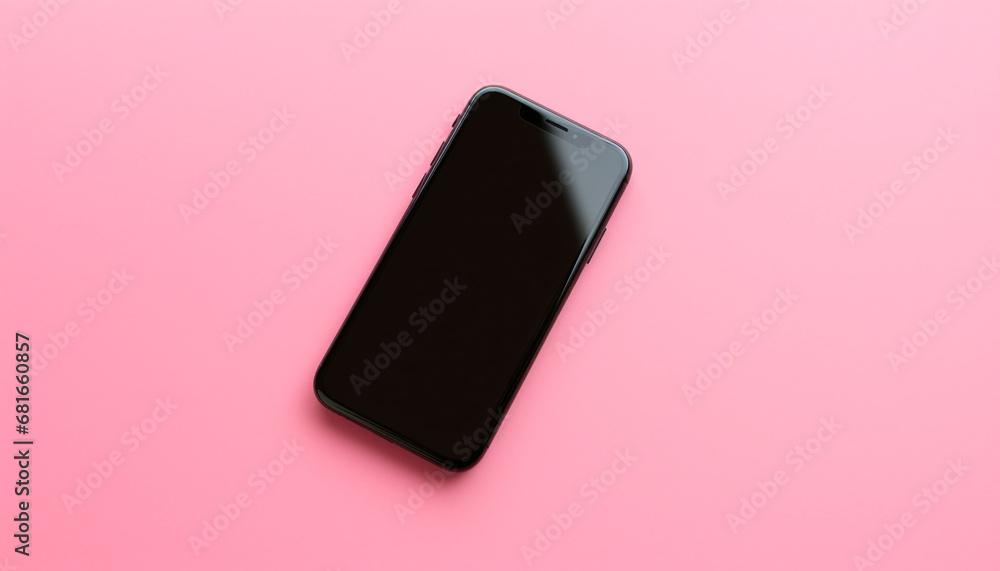 Poster portable touch screen device on empty table in modern studio generated by ai