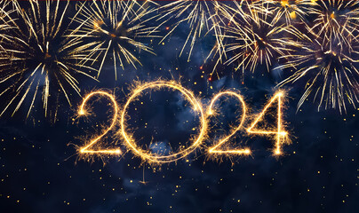 Beautiful template for New Year 2024 - obrazy, fototapety, plakaty