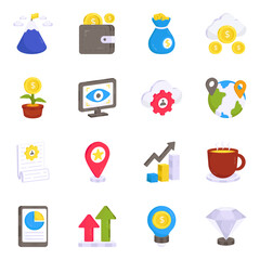 Pack of Business and Data Flat Icons 

