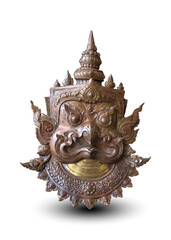 Fototapeta na wymiar Thai style mask decoration isolated on white background with clipping path. 