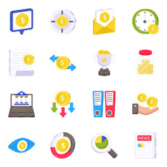 Fototapeta premium Pack of Finance Flat Icons