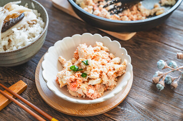 豆腐と明太子の炒め物