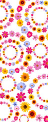 Floral background of bright summer flowers on transparent background with possibility to change...