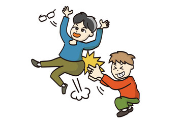 カンチョーを決めるるイタズラな男性