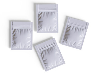 Packaging sachet white color realistic texture rendering 3D illustration