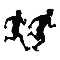 Running Man Silhouette on White Canvas