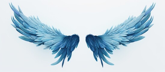 The graphic designer carefully hand-drawn a beautiful blue wing, adding an optimistic and motivational quote, symbolizing freedom and the goal to fly, creating an aesthetically pleasing and - obrazy, fototapety, plakaty