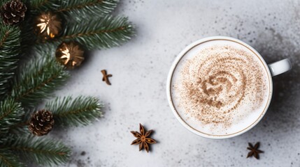 Obraz na płótnie Canvas Christmas background with custom made hot chocolate, best see